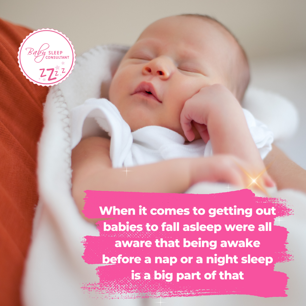 When it comes to getting out babies to fall asleep were all aware that being awake before a nap or a night sleep is a big part of that