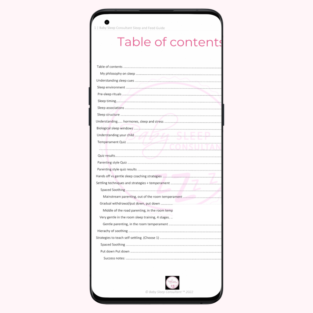 sleep associations, sleep timing and self soothing table of contents
